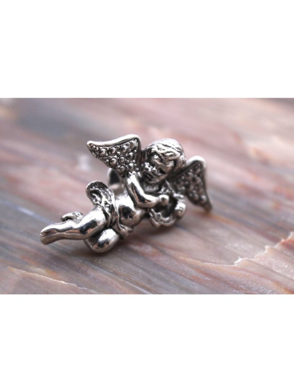 Vintage Silver Cherub Angel Lapel Hat Pin Brooch 1" Guardian Angel Gift Avon